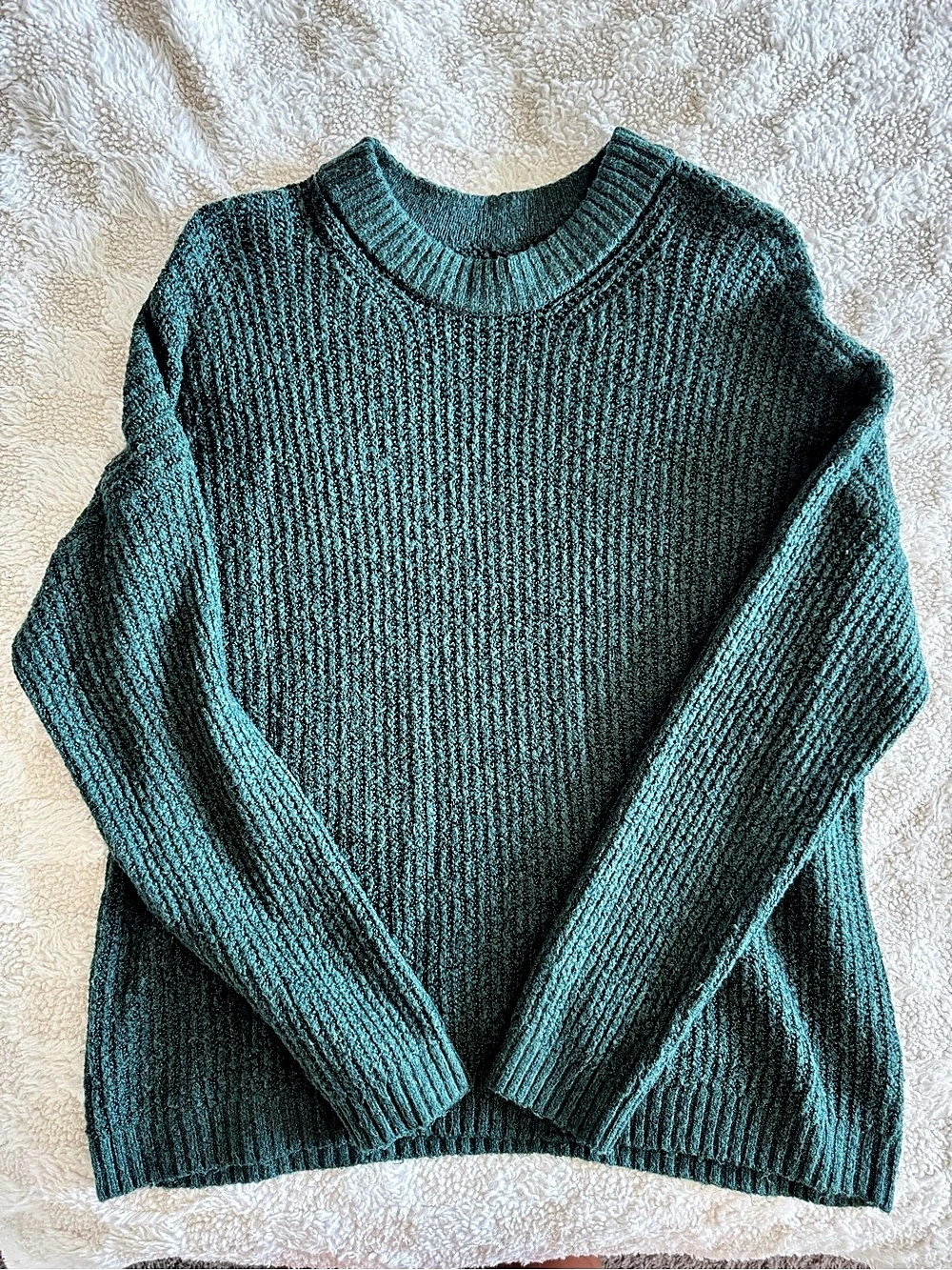 American Eagle Ribbed Crew Neck Sweater in Green Size XS
